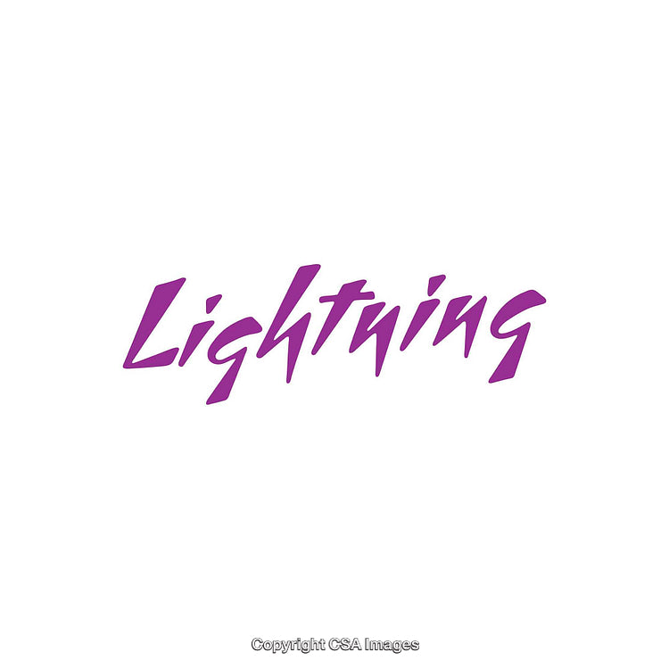 Purple Lightning Text Illustration on a Clean White Background