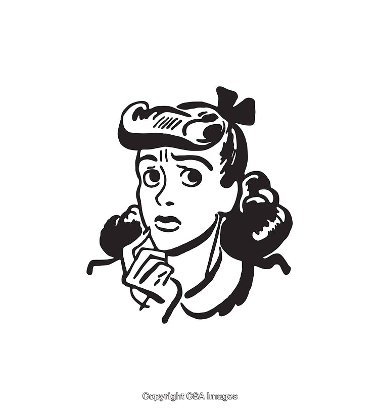 Black and White Pop Art Illustration of Surprised Woman