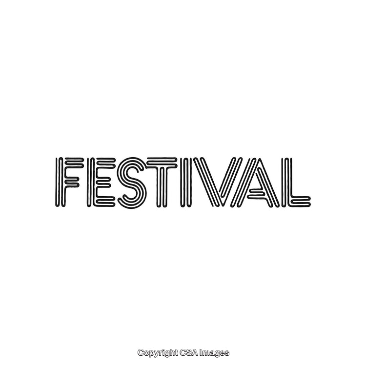 Modern Typography Design Featuring the Word 'Festival' in Bold Outline Style