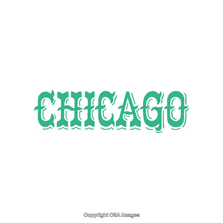 Green Ornamental Text Design for Iconic Chicago Representation