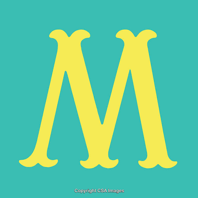 Bold Letter M in Yellow on a Vibrant Blue Background