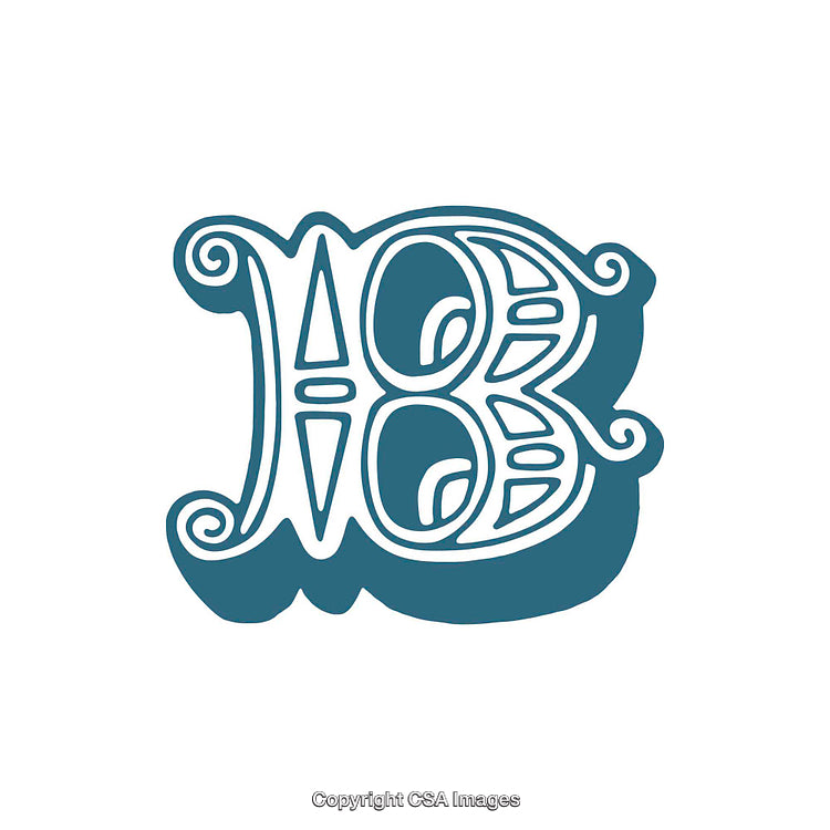 Ornate Blue Letter B With Decorative Swirl Design Elements