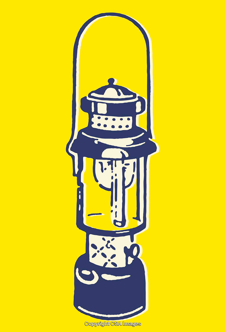 Vintage Lantern Illustration on Bright Yellow Background in Artistic Style