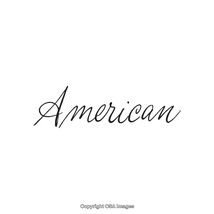 Elegant Black Script Typography Depicting the Word American on White Background