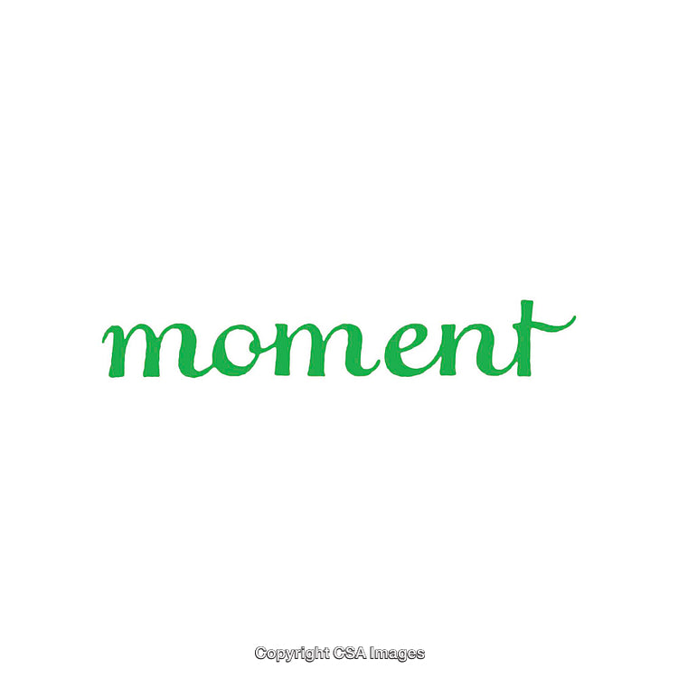 Handwritten Green Word 'Moment' on a White Background for Design Inspiration
