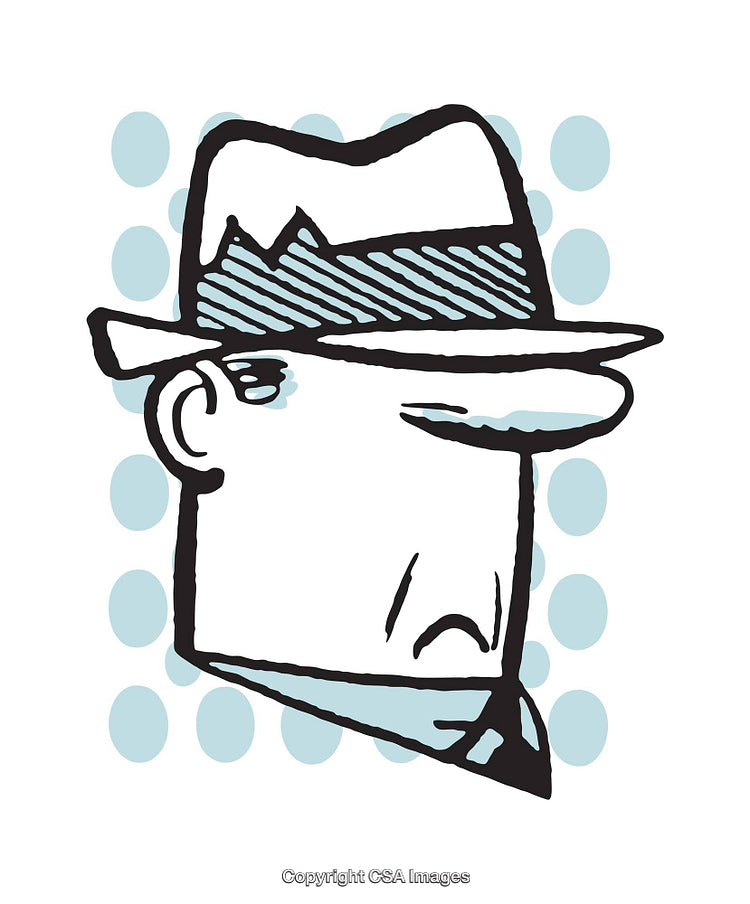 Stylized Illustration of a Detective Character with Vintage Aesthetic