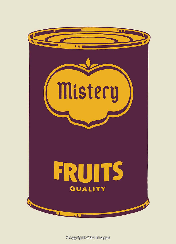 Vintage Styled Canned Fruit Package Illustration in Bold Colors