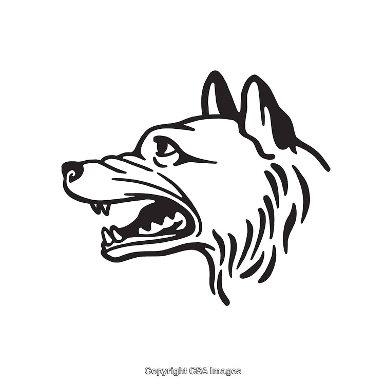 Intricate Black And White Line Art Illustration of a Wolf Profile