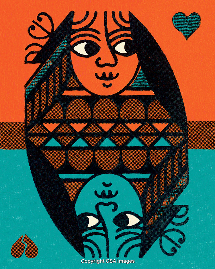 Abstract Playing Card Illustration with Colorful Geometric and Symmetrical Design