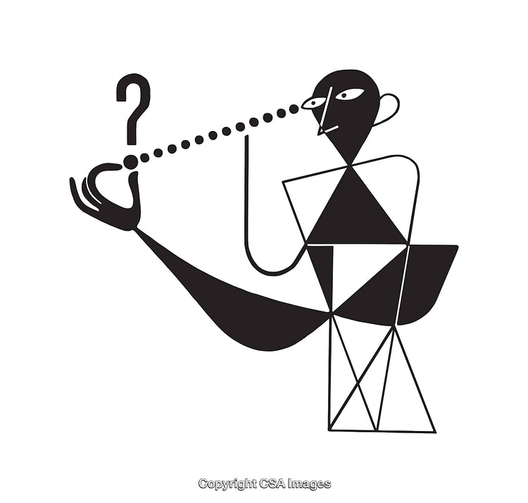 Abstract Black and White Cubist Line Art Illustration With Geometric Shapes