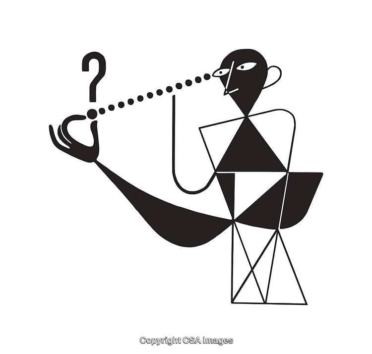 Abstract Black and White Cubist Line Art Illustration With Geometric Shapes