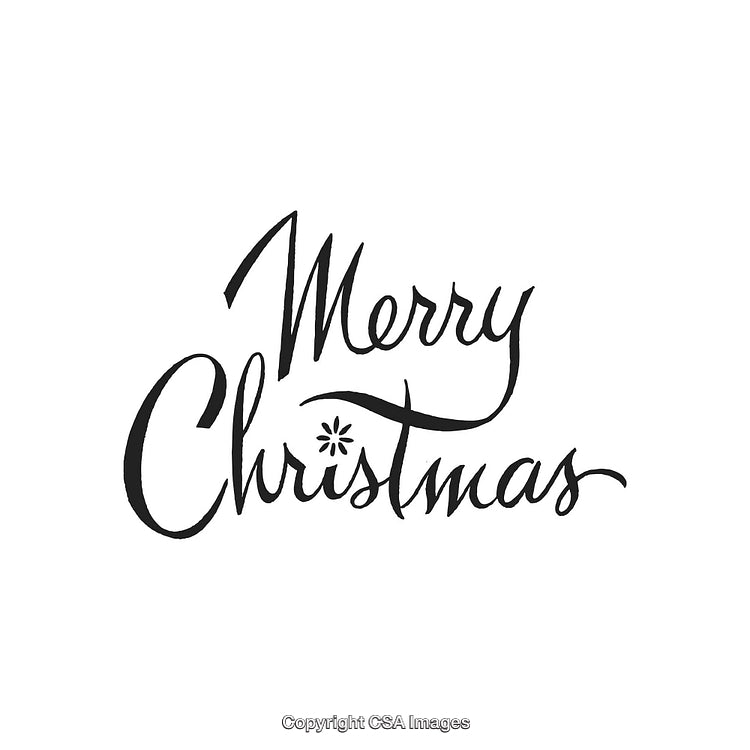 Elegant Handwritten Merry Christmas Calligraphy Text on White Background