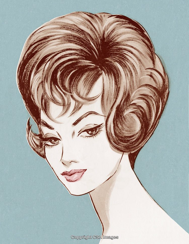 Vintage Style Illustration of a Woman With Elegant Hairstyle and Retro Look