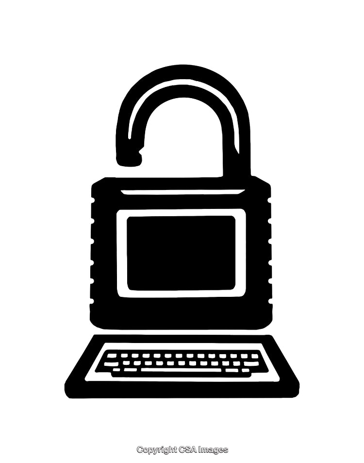 Black and White Padlock Illustration Symbolizing Cyber Security