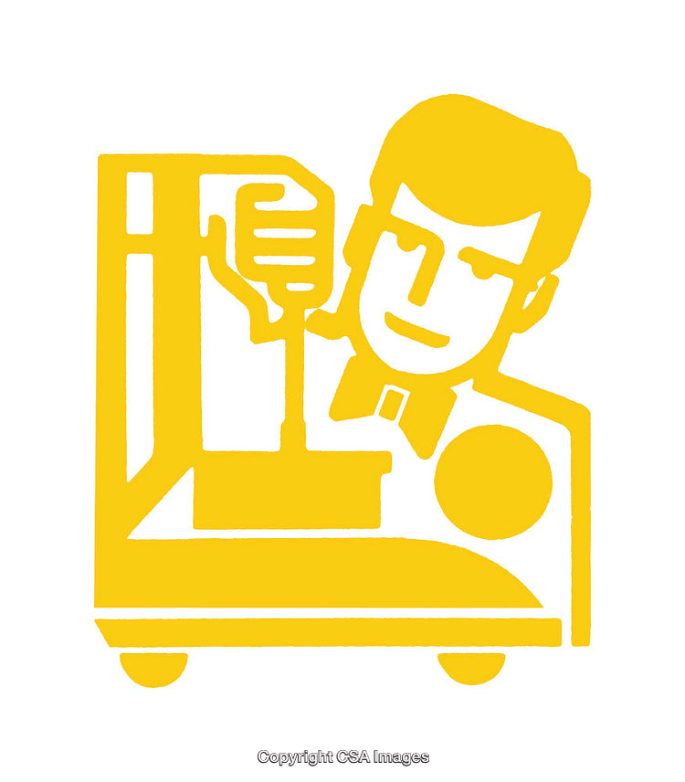 Yellow Stylized Icon of a Person Using Scientific Equipment