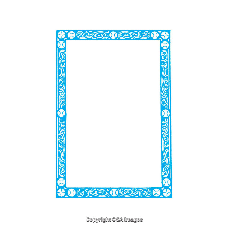 Intricate Blue Decorative Frame with Floral and Ornamental Patterns on White Background