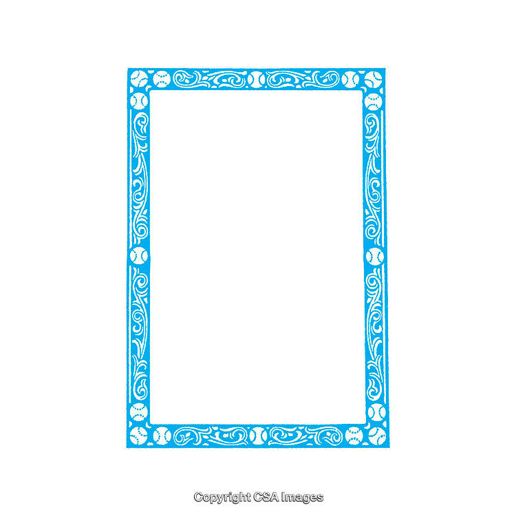 Intricate Blue Decorative Frame with Floral and Ornamental Patterns on White Background