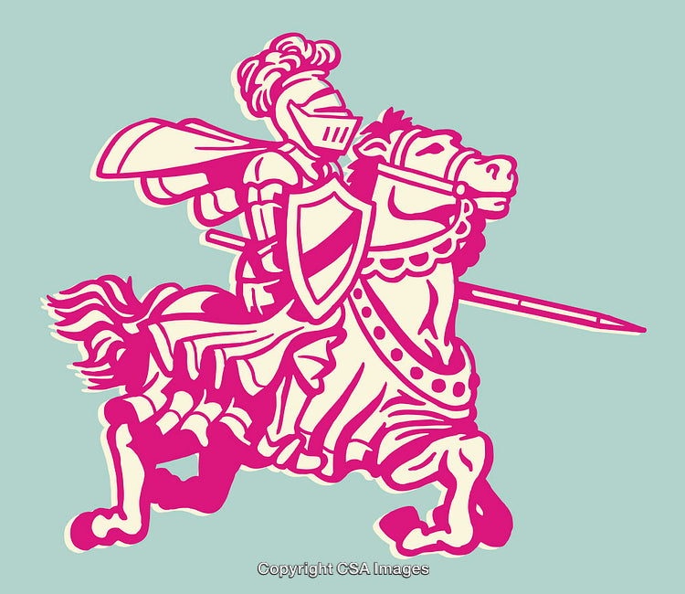 Vibrant Illustration of a Medieval Knight on a Horse with Spear