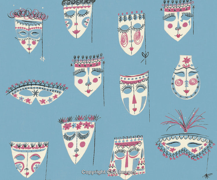 Abstract Decorative Face Masks Art with Pastel Tones and Unique Patterns