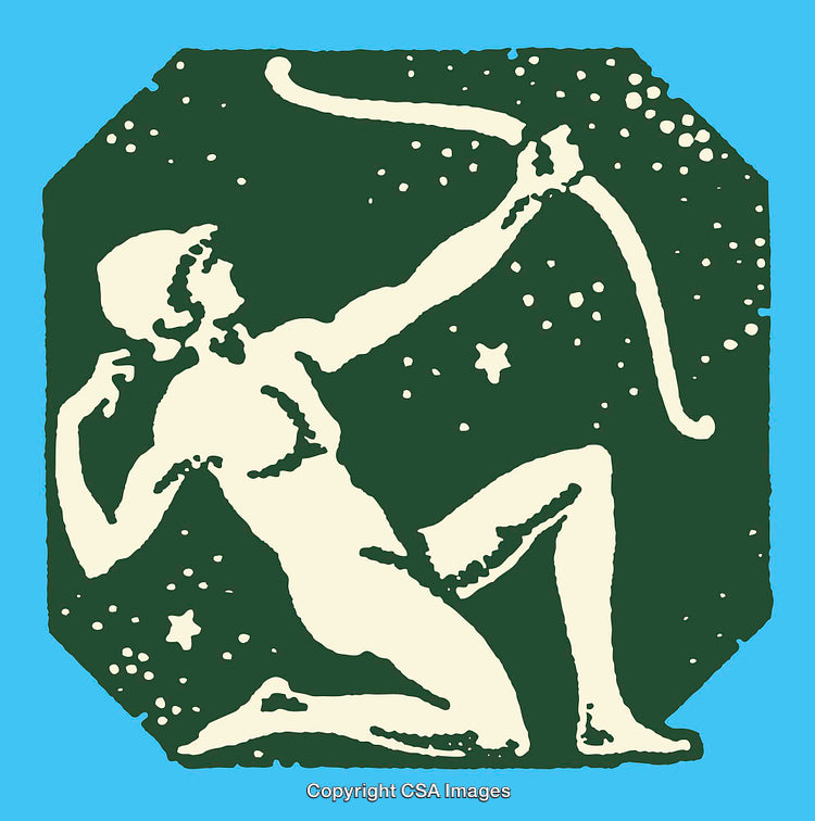 Astronomical Illustration of a Bow Archer in a Starry Night Sky