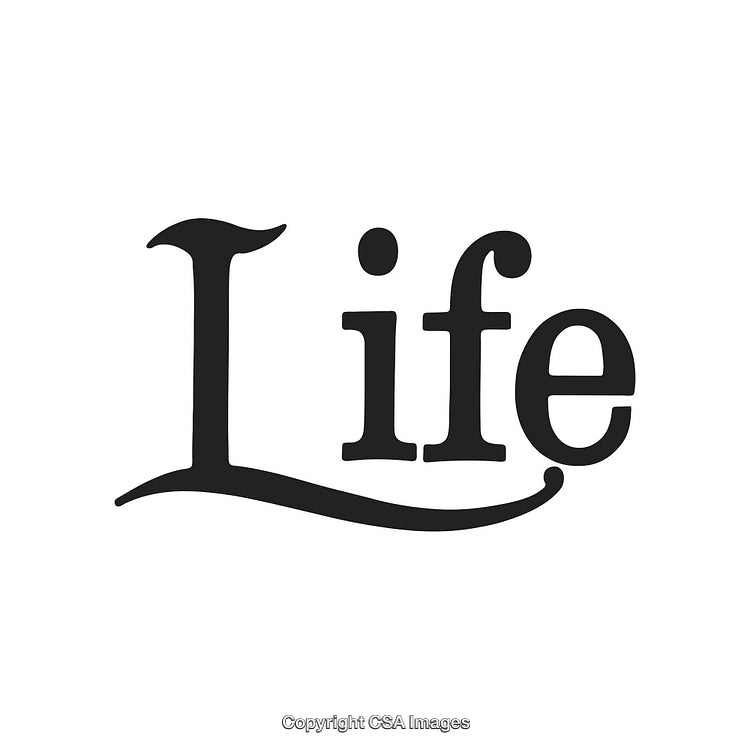 Stylized Text Saying 'Life' in Decorative Typography on White Background