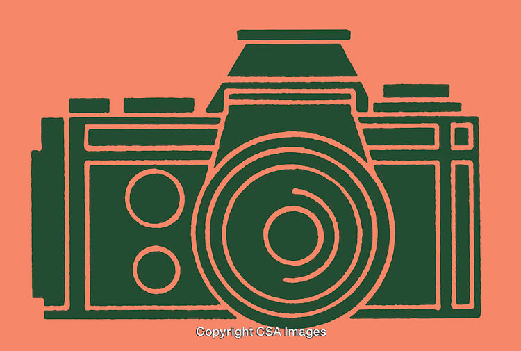 Retro Styled Camera Line Art on Vibrant Background