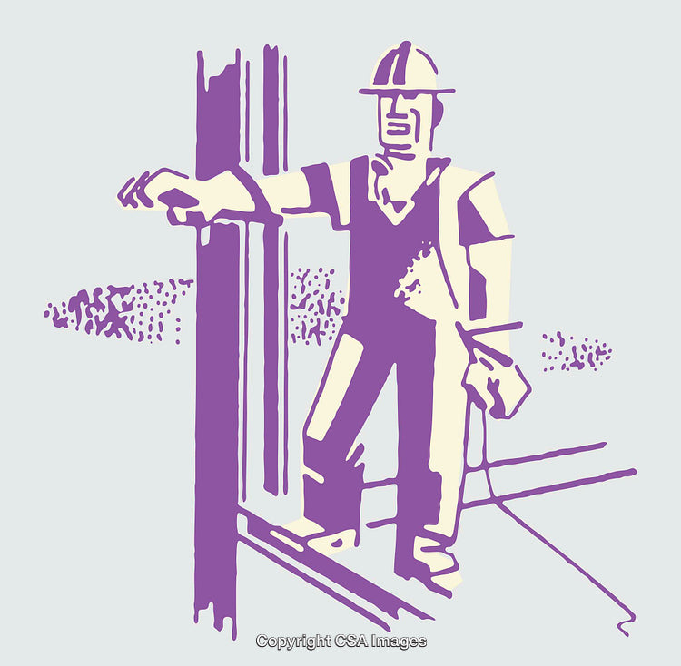 Abstract Illustration of a Construction Worker in Hard Hat and Uniform