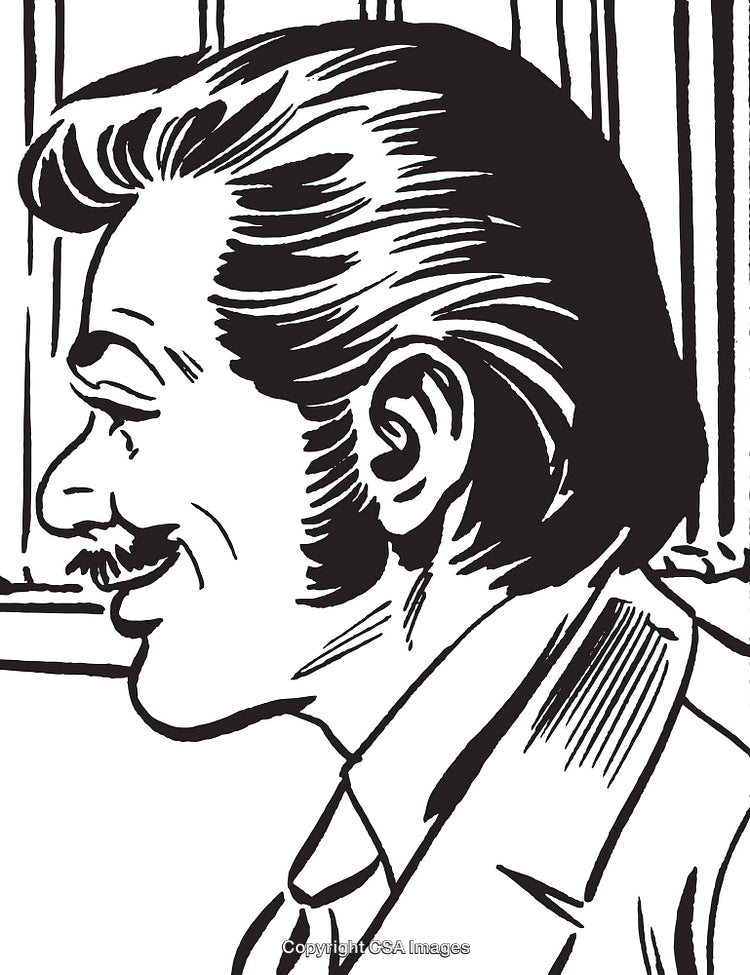 Vintage Illustration of a Man in Profile with Classic Hairstyle