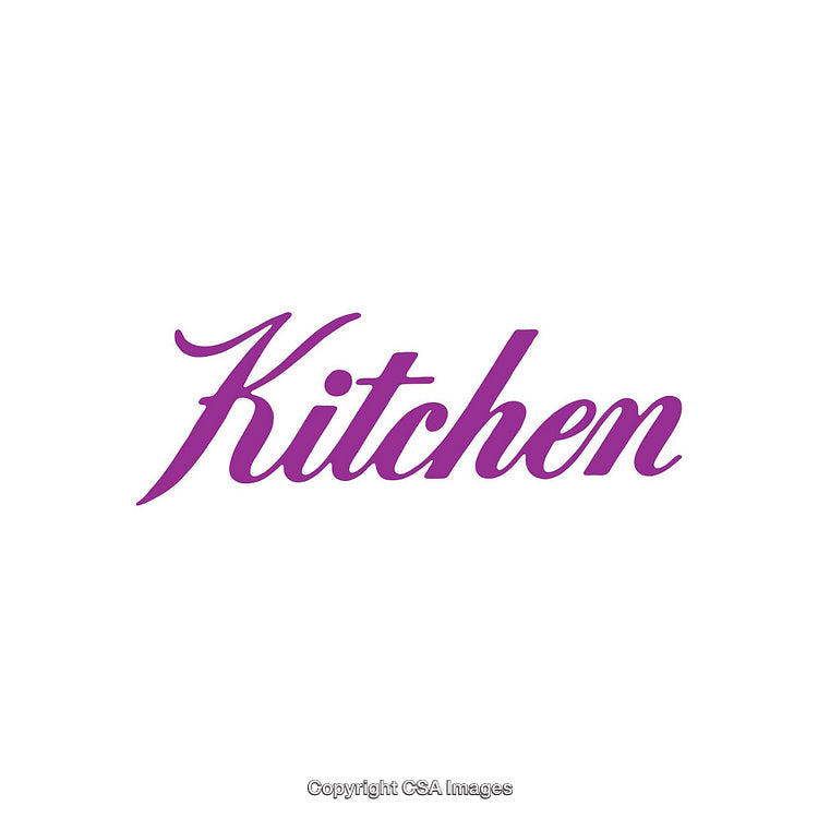 Elegant Purple Kitchen Typography Isolated on a White Background