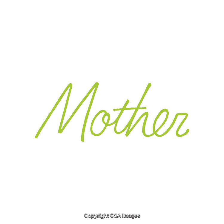Green Handwritten Typography Highlighting the Word Mother on White Background