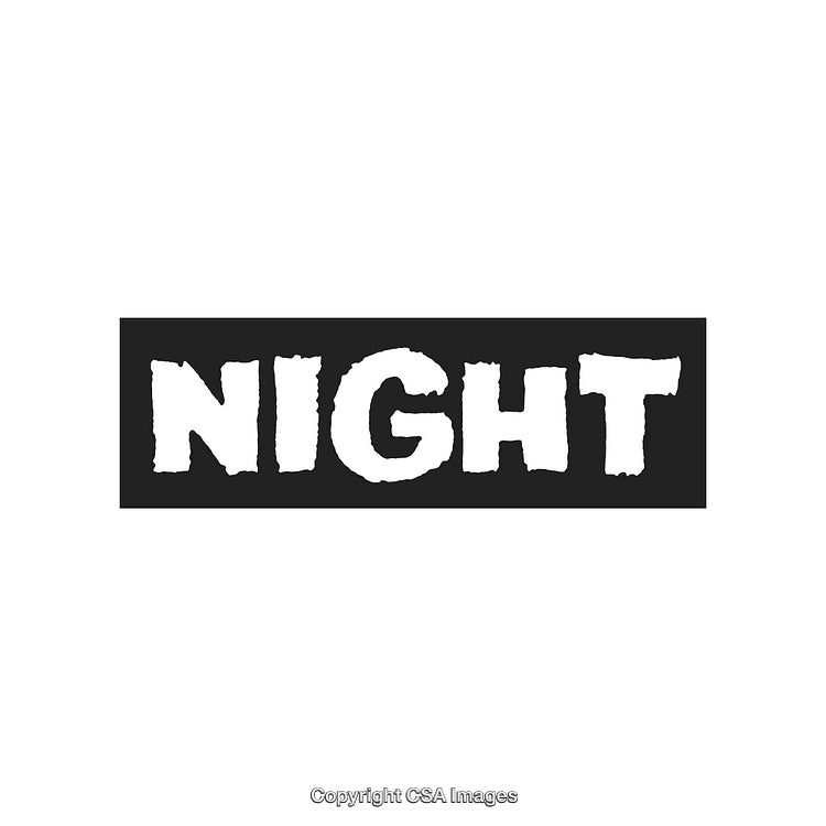 Bold White Text Displaying the Word 'Night' on Black Background