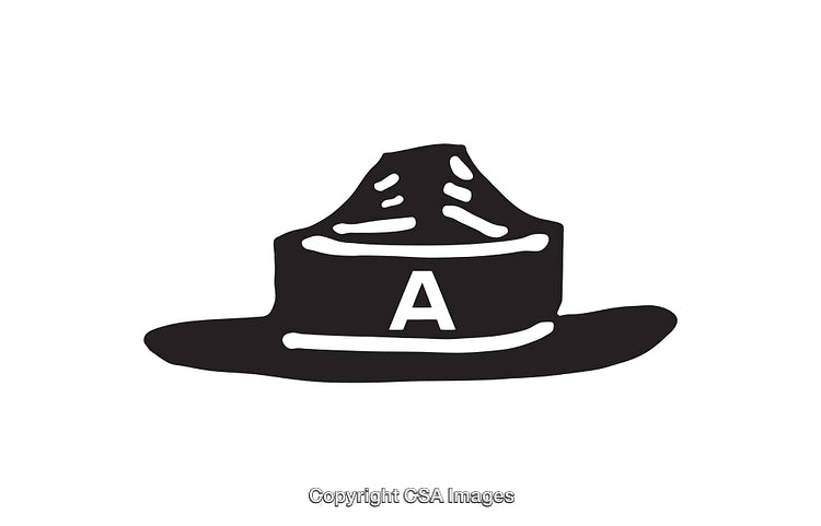 Classic Black and White Line Art of a Wide-Brimmed Hat