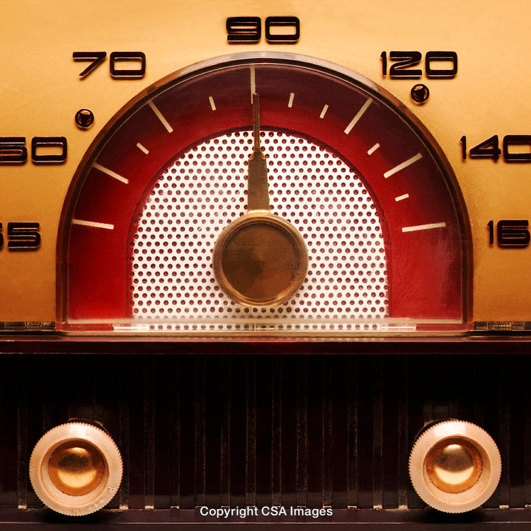 Vintage Radio Dials on a Retro Broadcast Receiver Close-Up