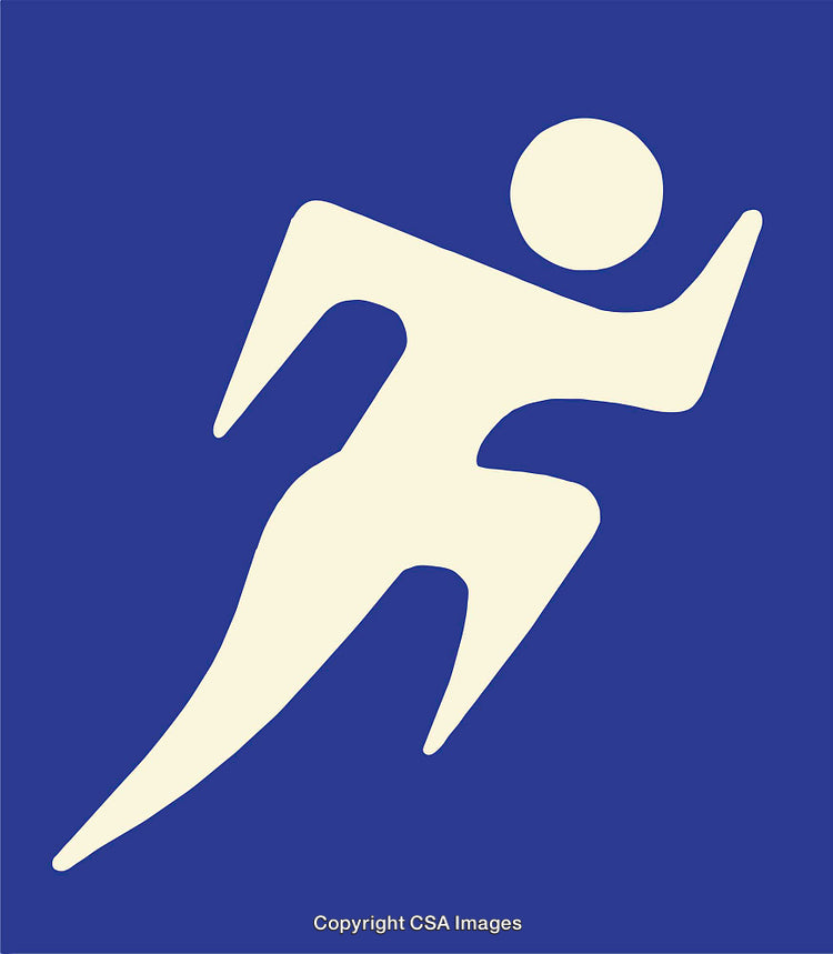Abstract Silhouette of a Runner Over a Solid Blue Background