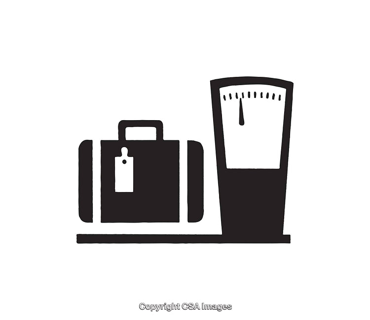 Icon Of Suitcase On Scale Illustration