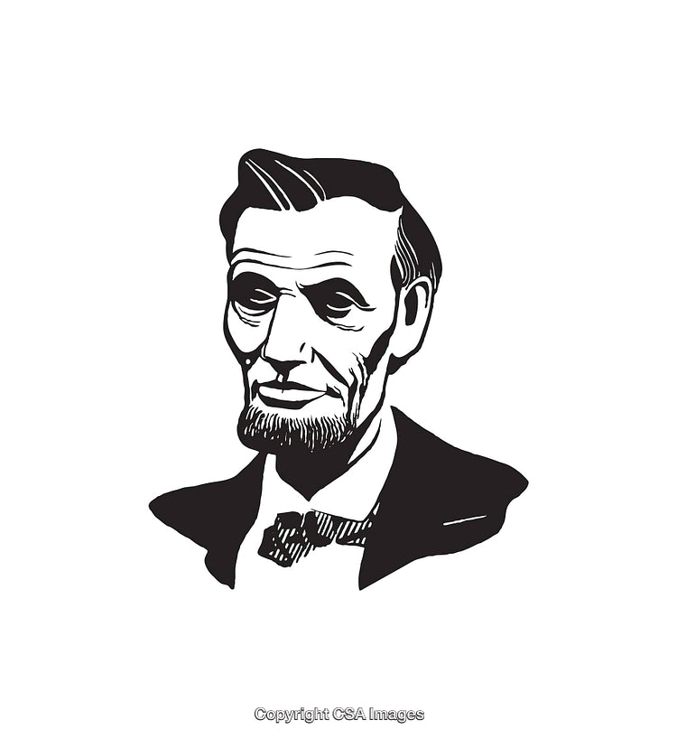 Black and White Line Art Portrait of a Historic Figure