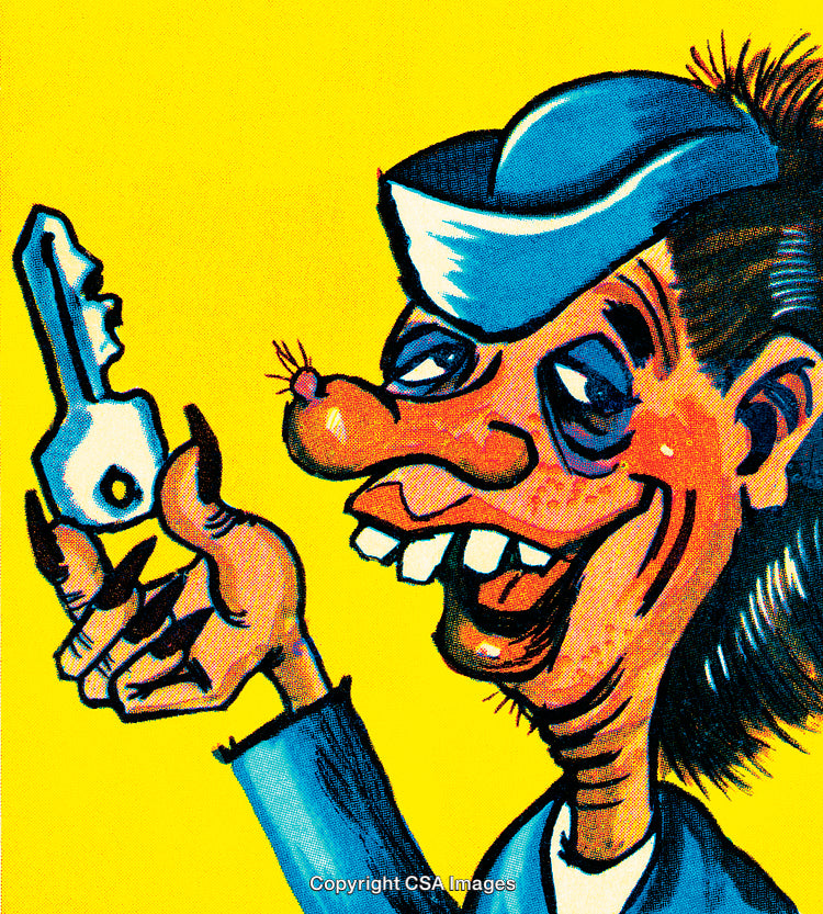 Colorful Cartoon Character With a Quirky Expression Holding a Key
