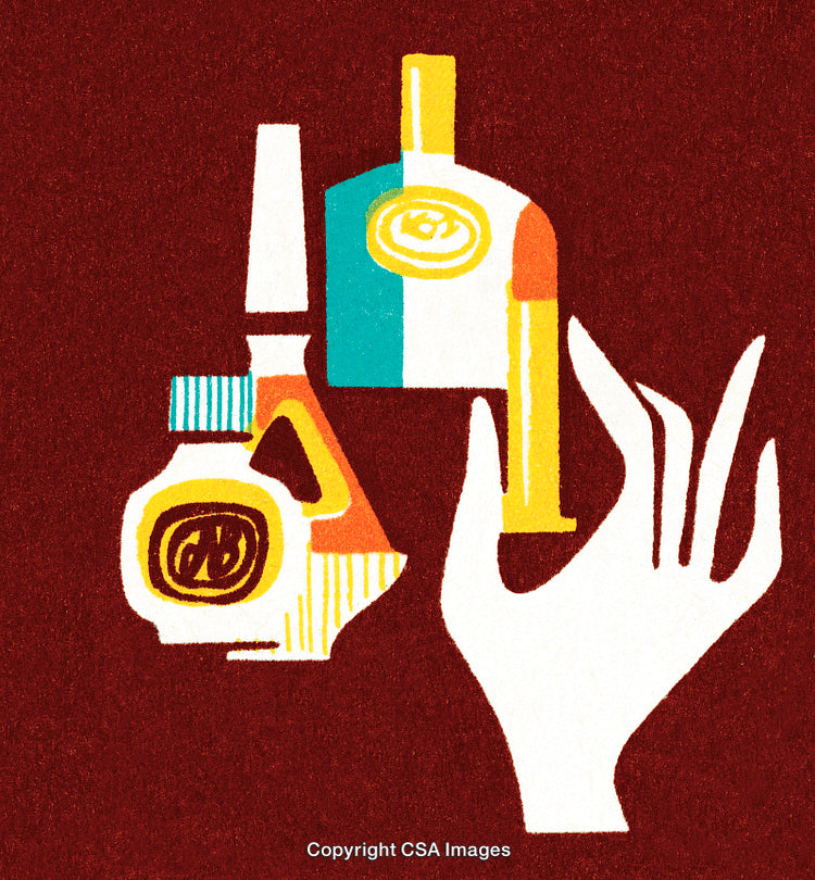 Abstract Illustration Featuring Makeup and Beauty Items In Vibrant Colors