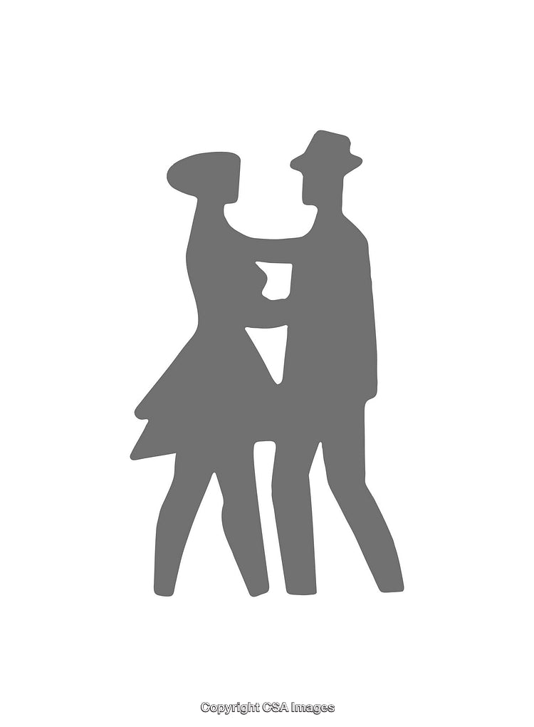 Silhouette of Dance Couple in Motion on White Transparent Background
