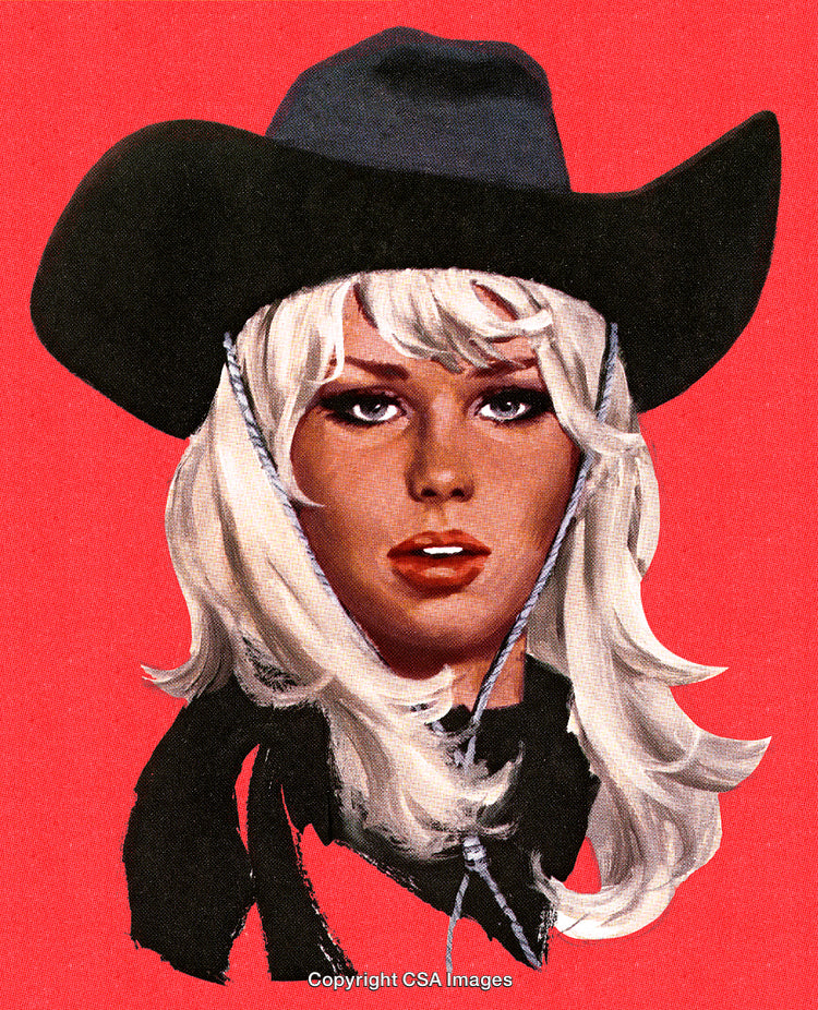 Stylized Portrait of a Woman in Western Style With Blonde Hair