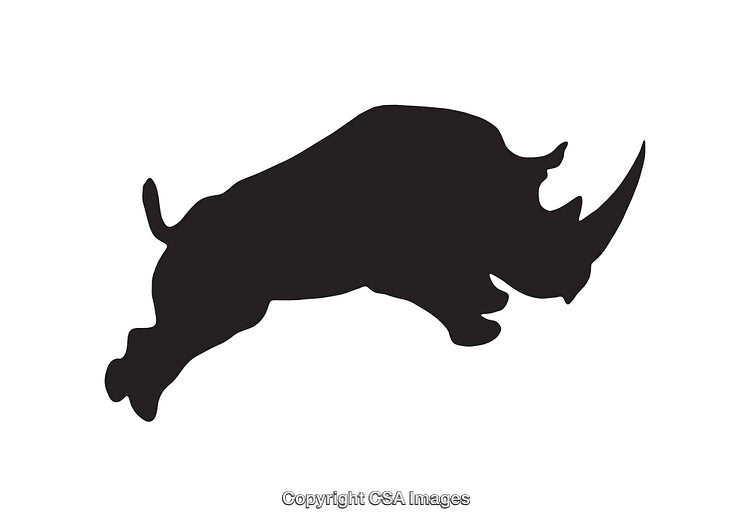 Silhouette of a Rhinoceros Design in Black and White