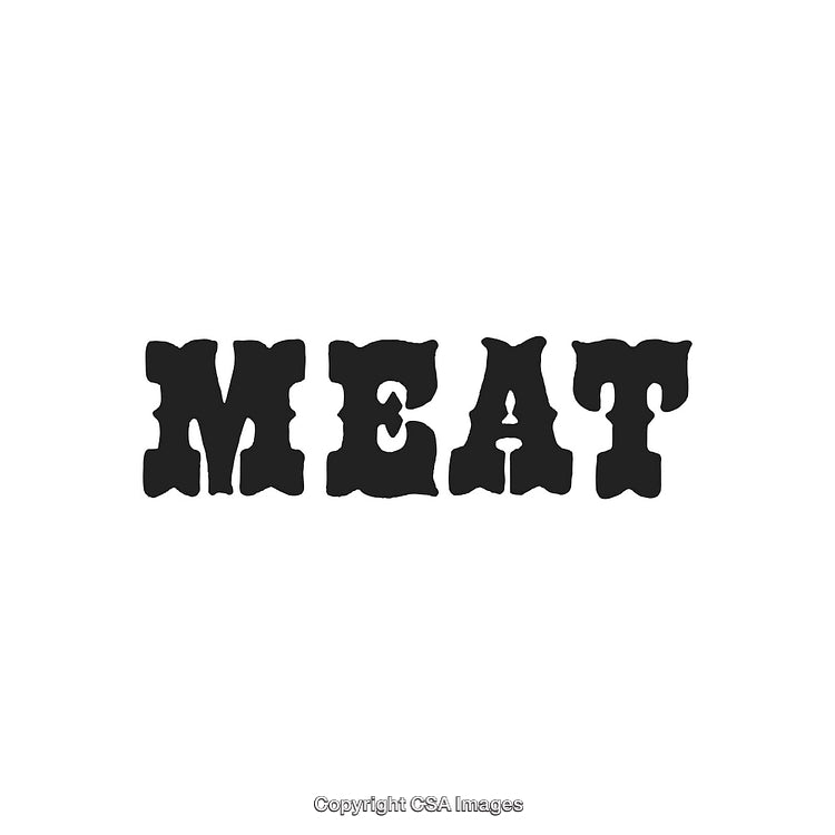 Bold Typography Design Featuring the Word 'Meat' in Black Western Font