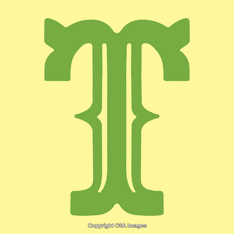 Green Decorative Letter T on Light Yellow Background