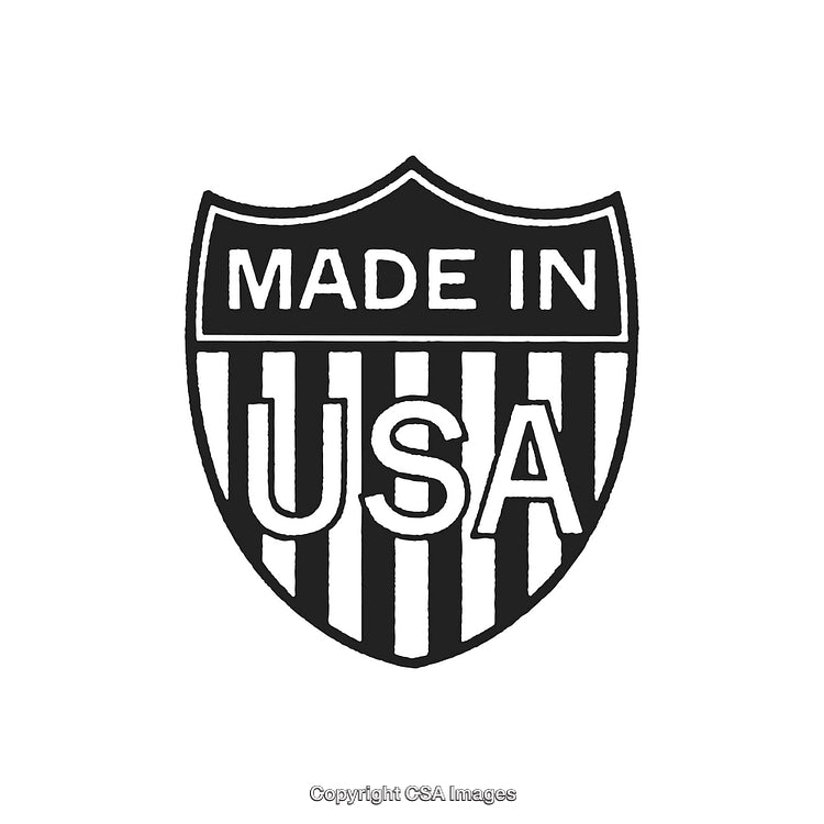 Classic Shield Design Featuring Made In USA Label with Striped Background