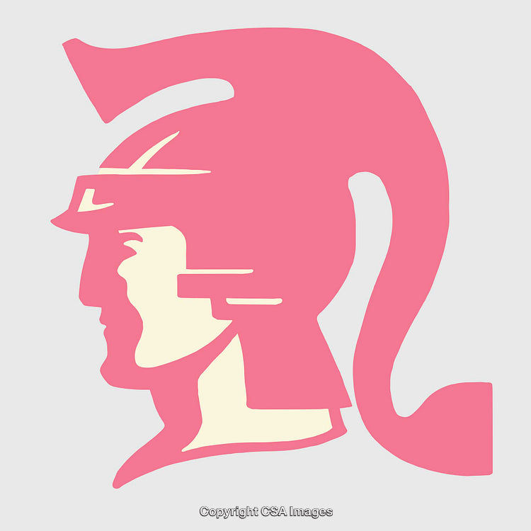 Pink Silhouette of Helmeted Warrior in Creative Line Art Design