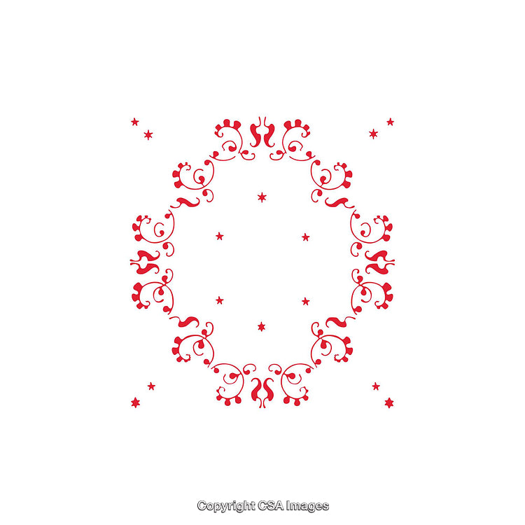 Decorative Red Ornament Pattern With Elegant Flourish Design on White Background