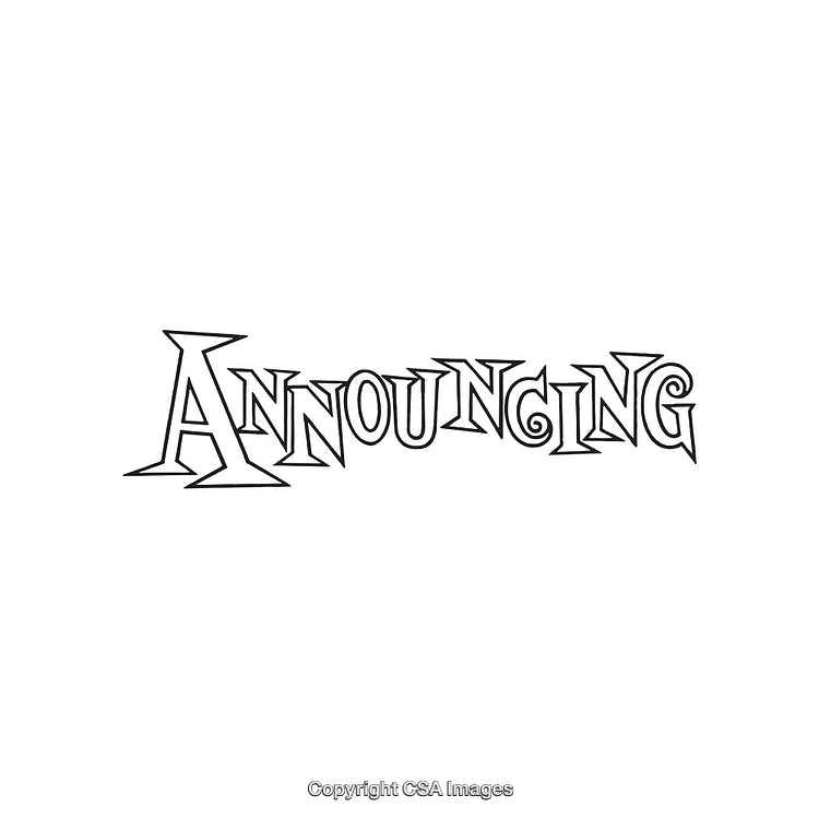 Announcing Text with Decorative Font on a Plain White Background