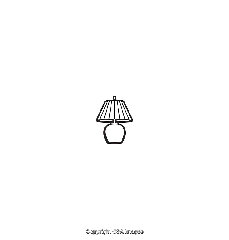 Minimalist Black and White Line Art Illustration of a Table Lamp