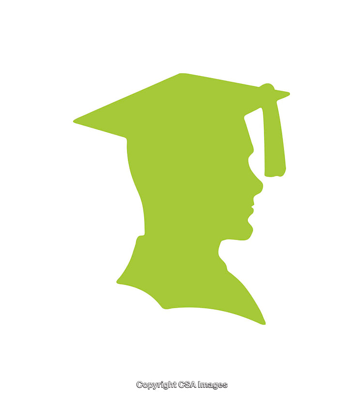 Silhouette Icon of Graduate Wearing Cap in Vibrant Green Color