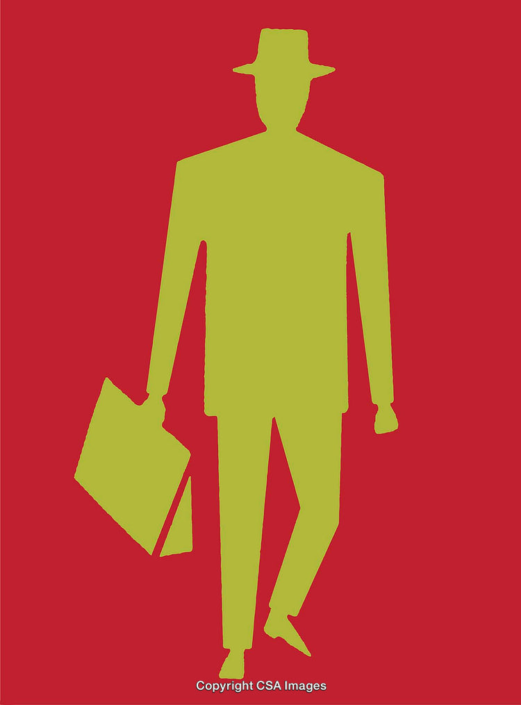 Minimalist Green Figure Illustration on Solid Red Background